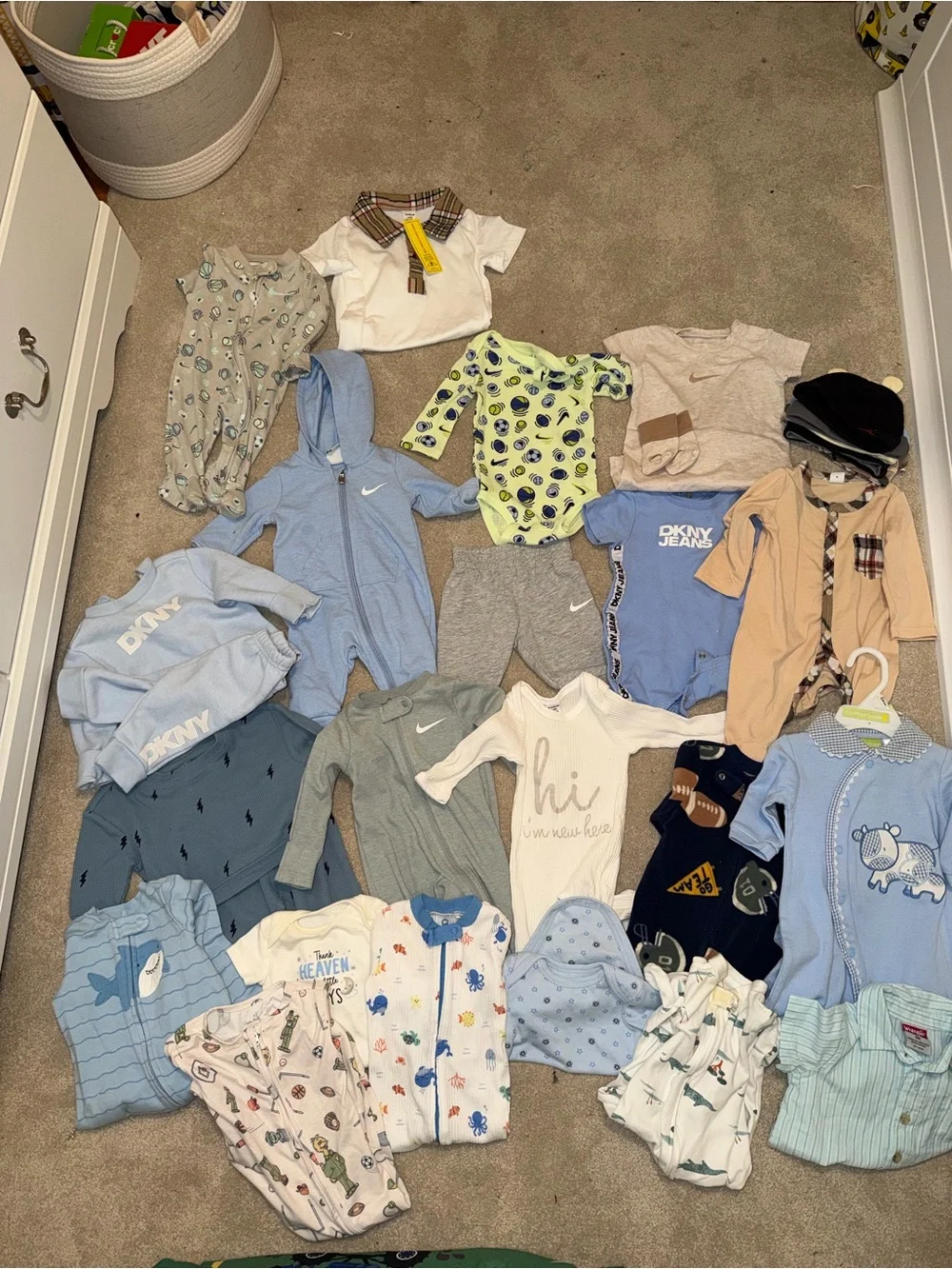 Baby Boys Mixed Clothing Bundle - Blue, Gray, Cream